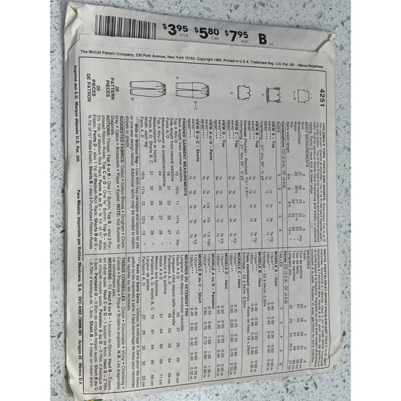 Easy McCalls 4251 Pattern For Girls Romper Outfits Sizes 2-4 Uncut - Picture 2 of 2